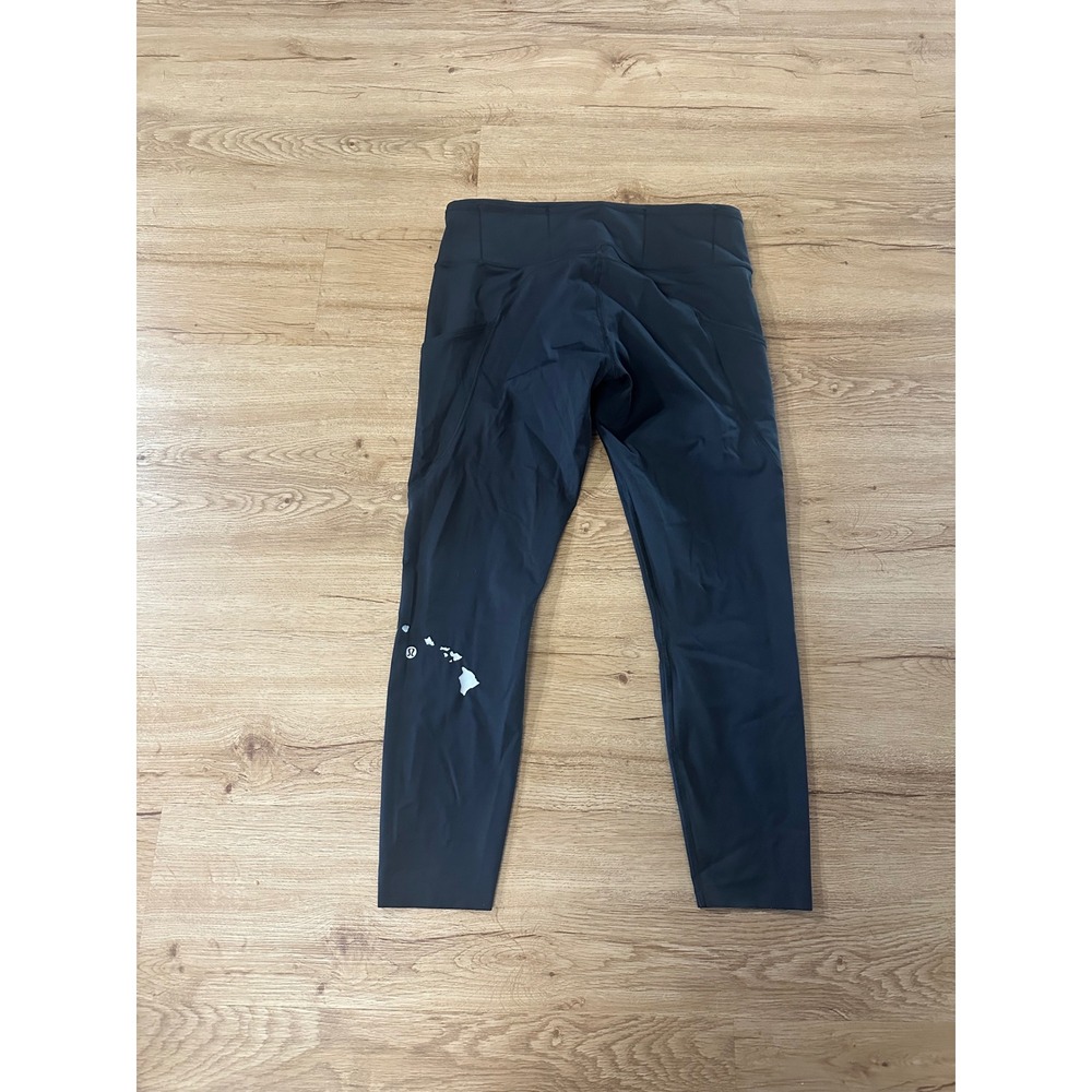Lululemon Fast and Free HR Tight 25 Hawaii Edition Black Nulux Leggings 12 NWOT
